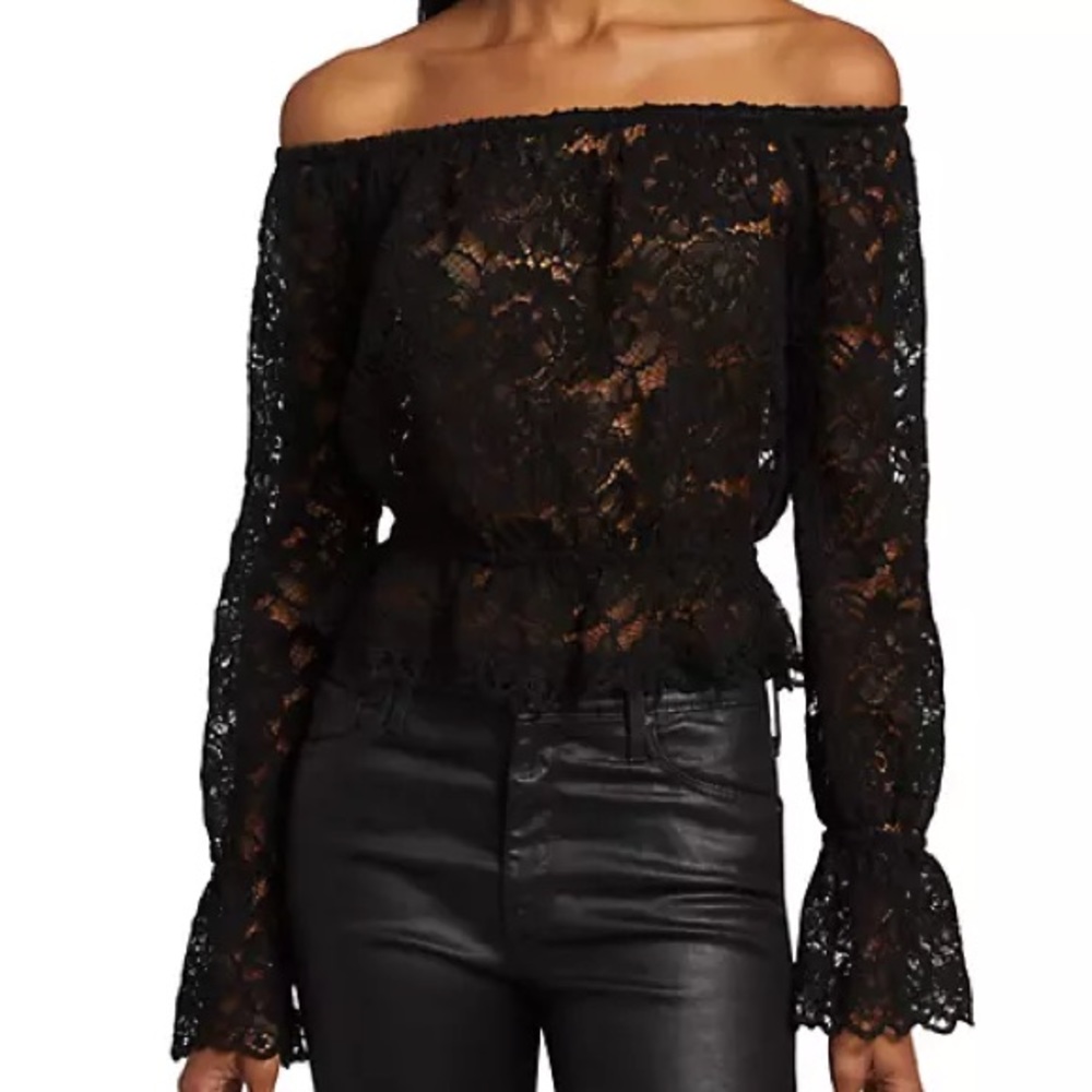 NWT L’agence Iggy Lace Off-The-Shoulder Top size large